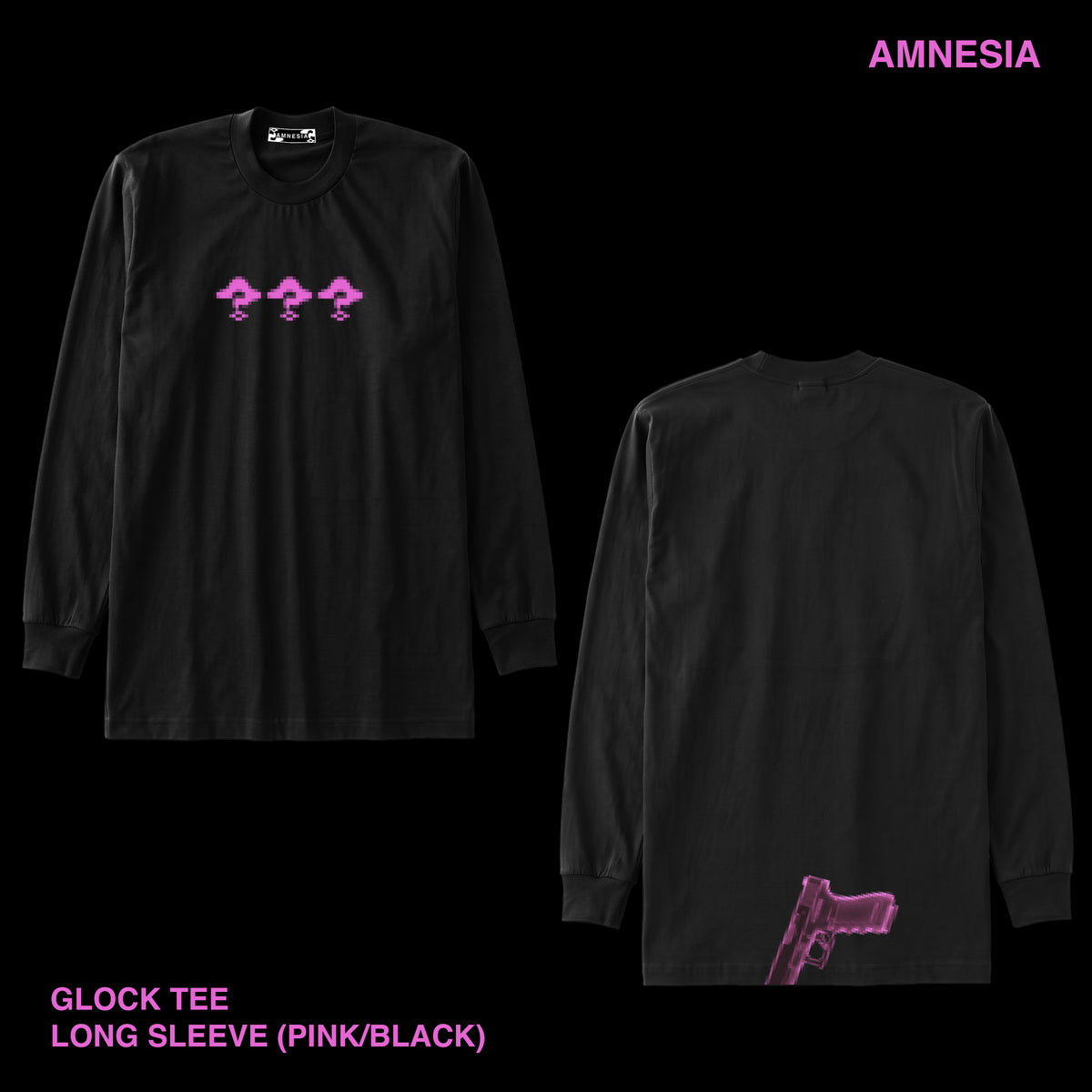 AMNESIA "GLOCK TEE" LONG SLEEVE (Pink/Black)