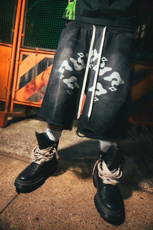 AMNESIA "FALLEN WAIST" Double Waist Pants (Black)