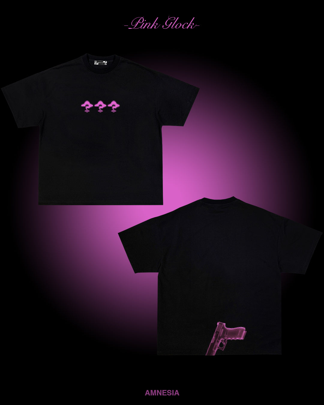 AMNESIA "GLOCK TEE" (Pink/Black)